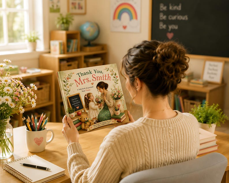 Personalized Teacher Book, Custom Student Name Story, Teacher Appreciation Gift from Child, End Year Keepsake Hardcover Gift 2026