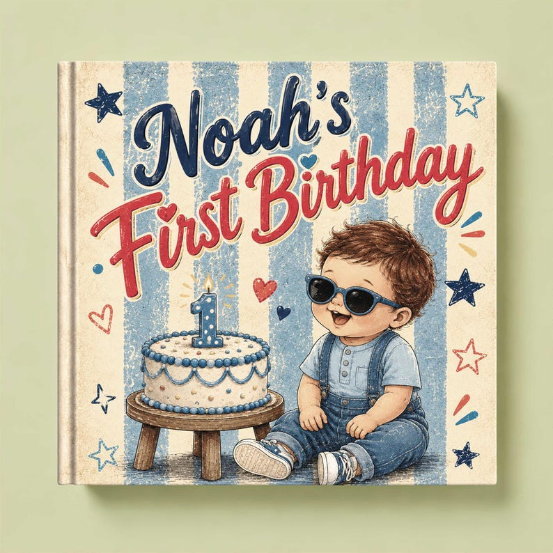 Personalised 1st Birthday Book | First Birthday Boy Girl Gift | Custom Name One Year Old | Personalized Baby Birthday Keepsake Toddler Book