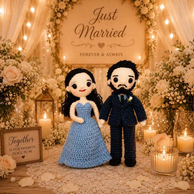 Custom Couple Portrait Doll, 10th Anniversary Gift for Couple, Personalized Crochet Doll, 10 Year Wedding Anniversary Gift, Look Alike Doll