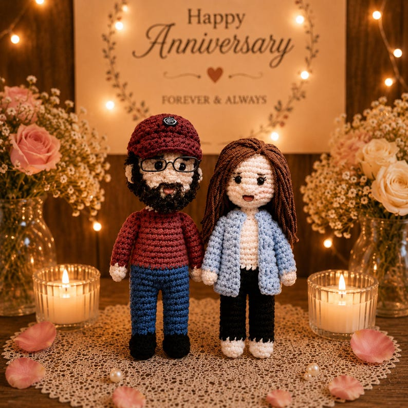 Custom Couple Portrait Doll, 40th Anniversary Gift for Couple, Personalized Crochet Doll, 40 Year Wedding Anniversary Gift, Look Alike Doll