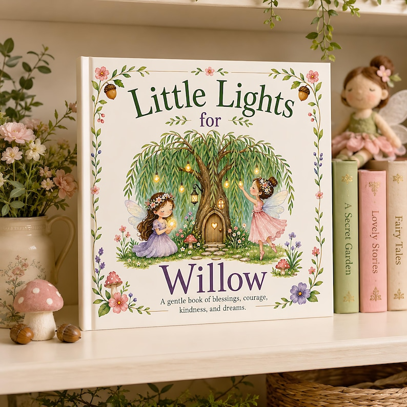 Personalized Fairy Garden Book, Custom Baby Name Storybook, Little Lights Keepsake, Baby Girl Gift, Magical Nursery Hardcover Book