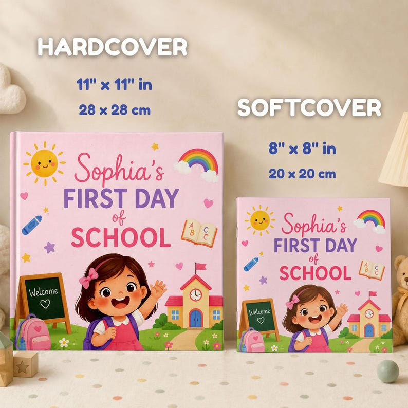 Custom First Day of School Book Personalized Back to School Gift for Boy Girl Pre-K Kindergarten Children's Storybook with Name Grandchild