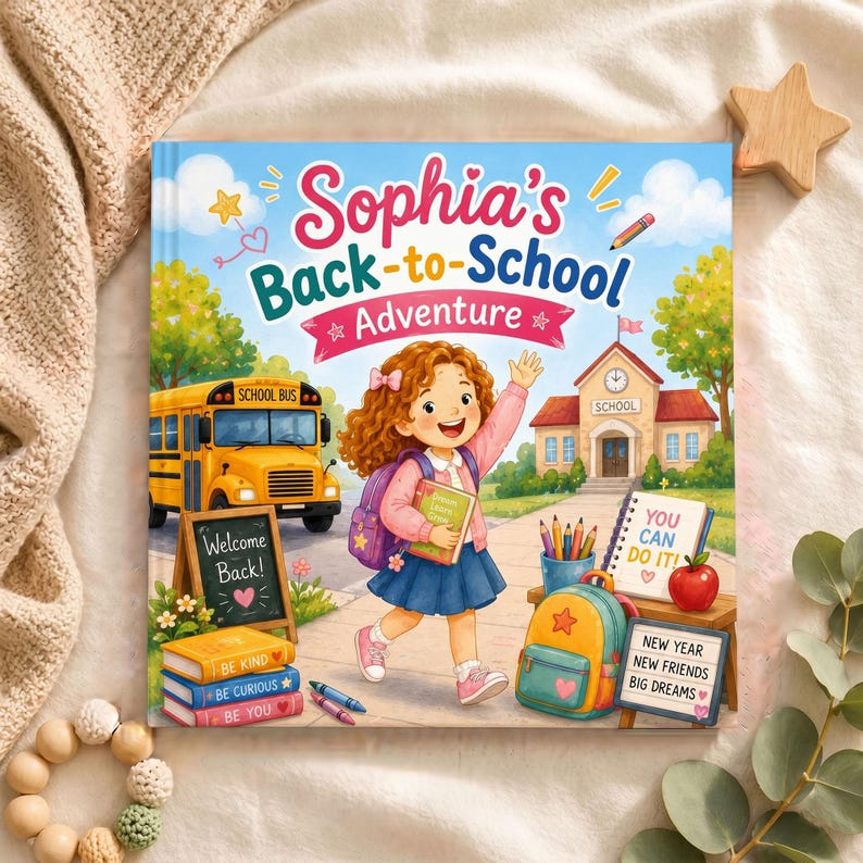 Custom First Day of School Story - Personalized Name Adventure Book - Custom Character Gift - Back to School Kids Book Boy Girl