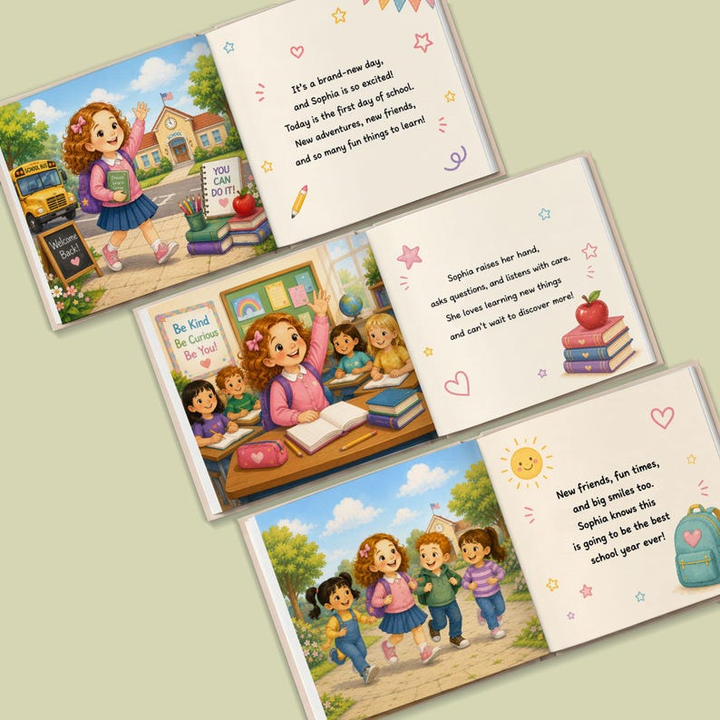 Custom First Day of School Story - Personalized Name Adventure Book - Custom Character Gift - Back to School Kids Book Boy Girl