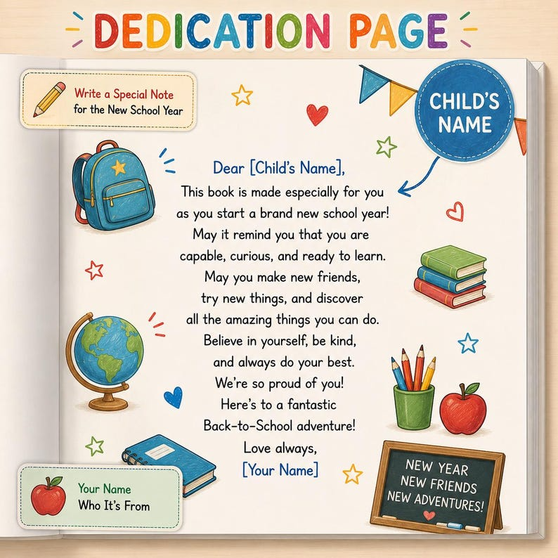 Custom First Day of School Story - Personalized Name Adventure Book - Custom Character Gift - Back to School Kids Book Boy Girl