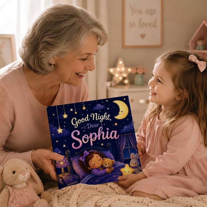 Custom Look-Alike Bedtime Story Book | Personalized Name Baby Book | First 1st Birthday Gift for Kids Boy Girl