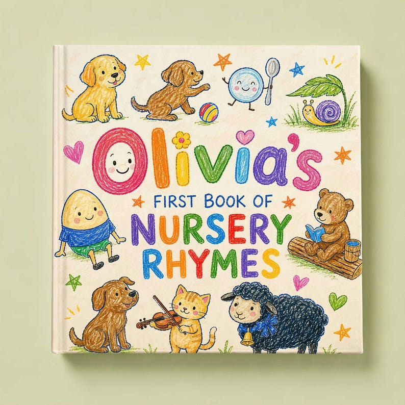 Personalized Baby Book | Custom Name Nursery Rhymes | Baby Shower Gift for Boy Girl, First Birthday Storybook, Unique Newborn Keepsake