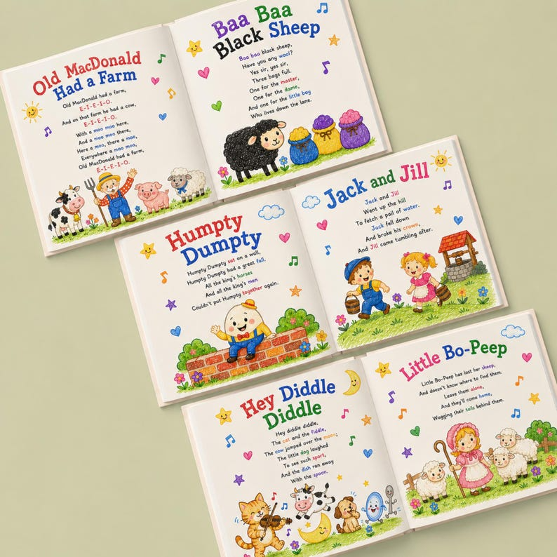 Personalized Baby Book | Custom Name Nursery Rhymes | Baby Shower Gift for Boy Girl, First Birthday Storybook, Unique Newborn Keepsake