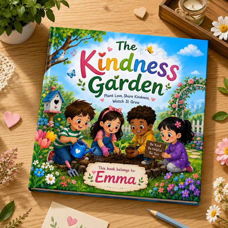Personalized Kindness Garden Book for Kids, Custom Name Storybook, Social Emotional Learning Gift, Friendship Book for Toddlers