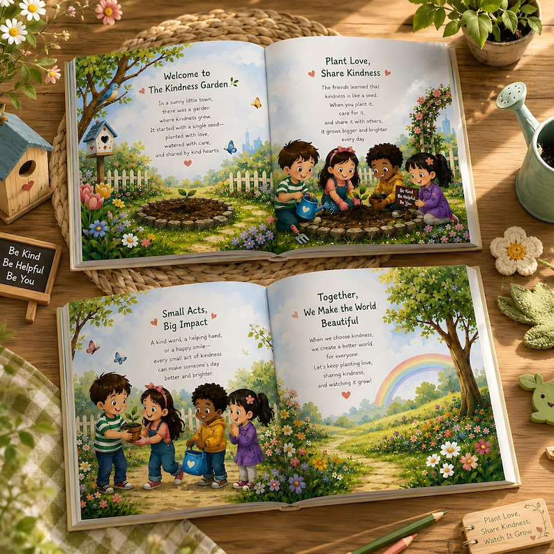 Personalized Kindness Garden Book for Kids, Custom Name Storybook, Social Emotional Learning Gift, Friendship Book for Toddlers