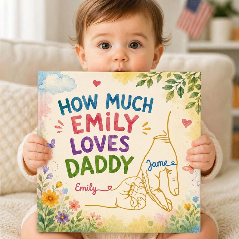 Personalized Daddy Love Book for Dad and Daughter, Custom Father's Day Gift, How Much Emily Loves Daddy Book, Personalized Kids Story Book