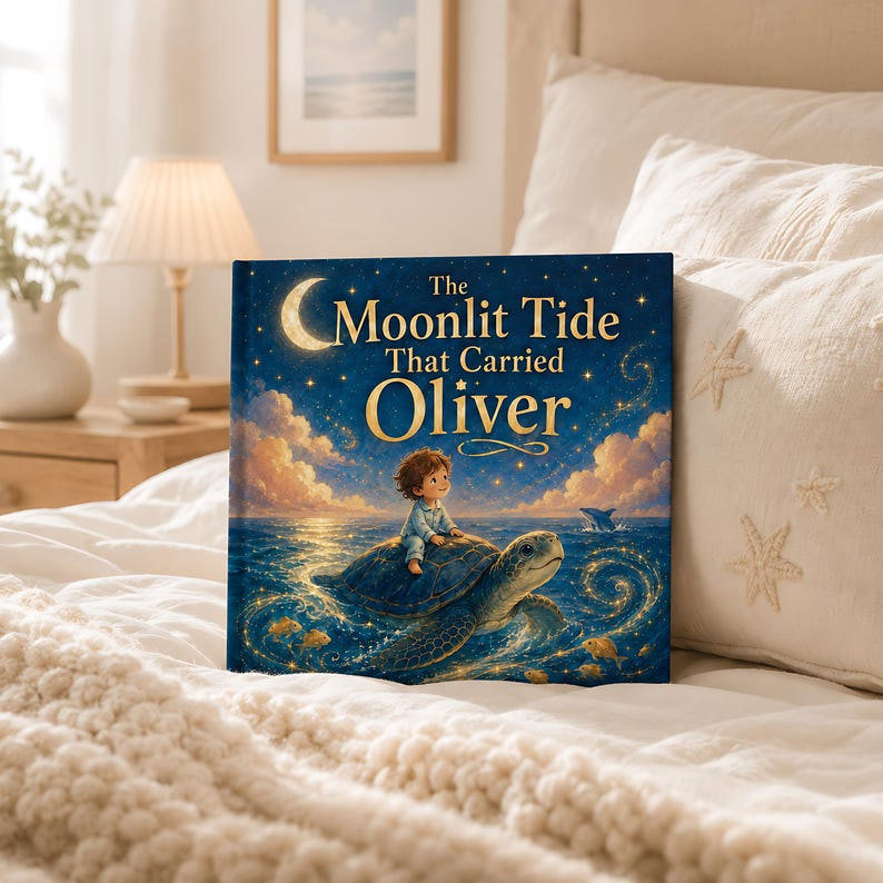 Personalized Ocean Adventure Book, Custom Face Photo and Child Name, Moonlit Sea Turtle Story, Magical Bedtime Keepsake for Kids