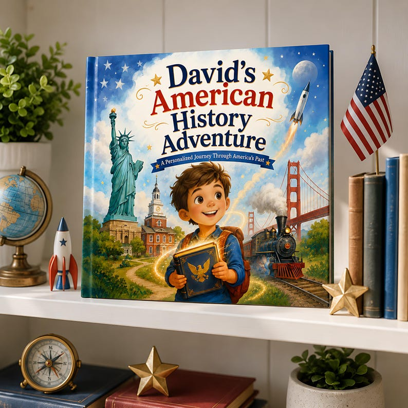 Personalized American History Book for Kids, Custom Name USA Storybook, Educational Gift, Learning Adventure for Boys Girls Homeschool Books