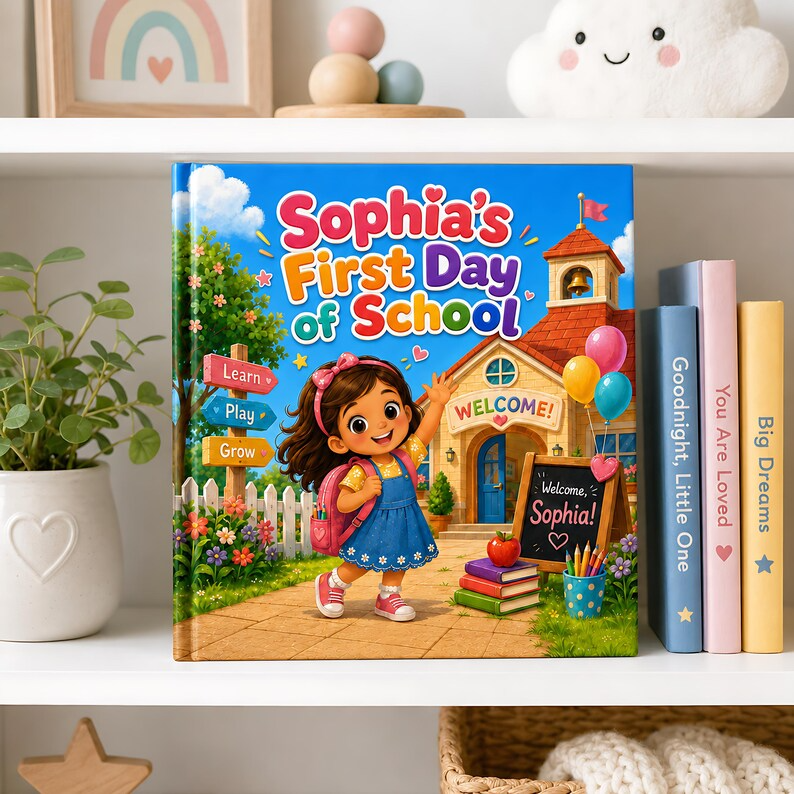 Personalized First Day of School Book, Custom Name Back to School Storybook, Kindergarten Preschool Keepsake Gift for Kids