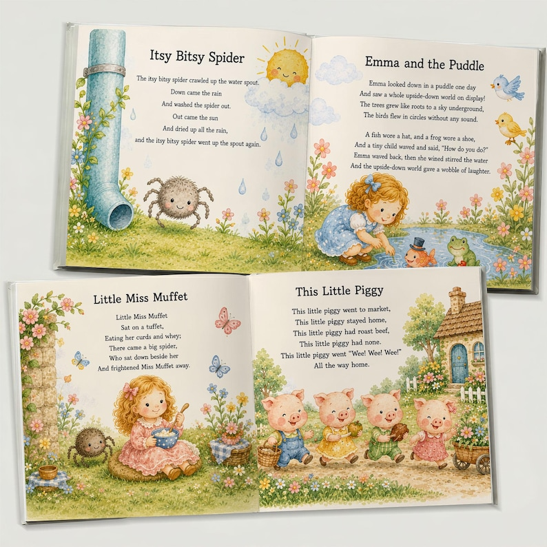 Personalized Nursery Rhymes Book with Custom Character, Custom Baby Name Storybook, Avatar Bedtime Story, Unique Baby Shower Gift Keepsake