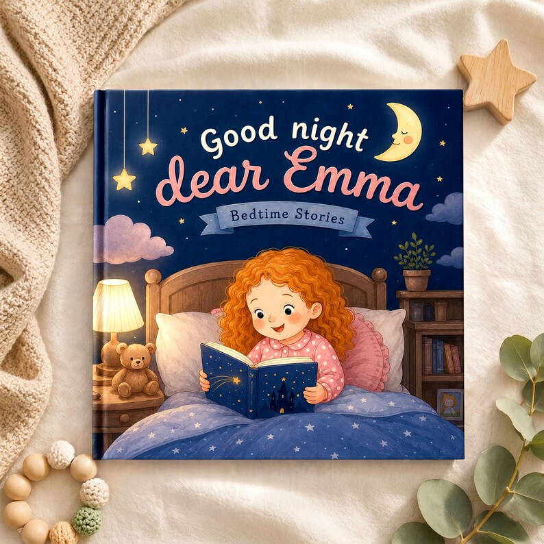 Custom Look-Alike Bedtime Story Book | Personalized Name Baby Book | First 1st Birthday Gift for Kids Boy Girl