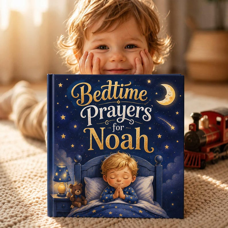 Personalized Prayer Book for Baby, Custom Name Christian Book, Baptism Gift Keepsake, First Communion Gift, Bedtime Religious Story