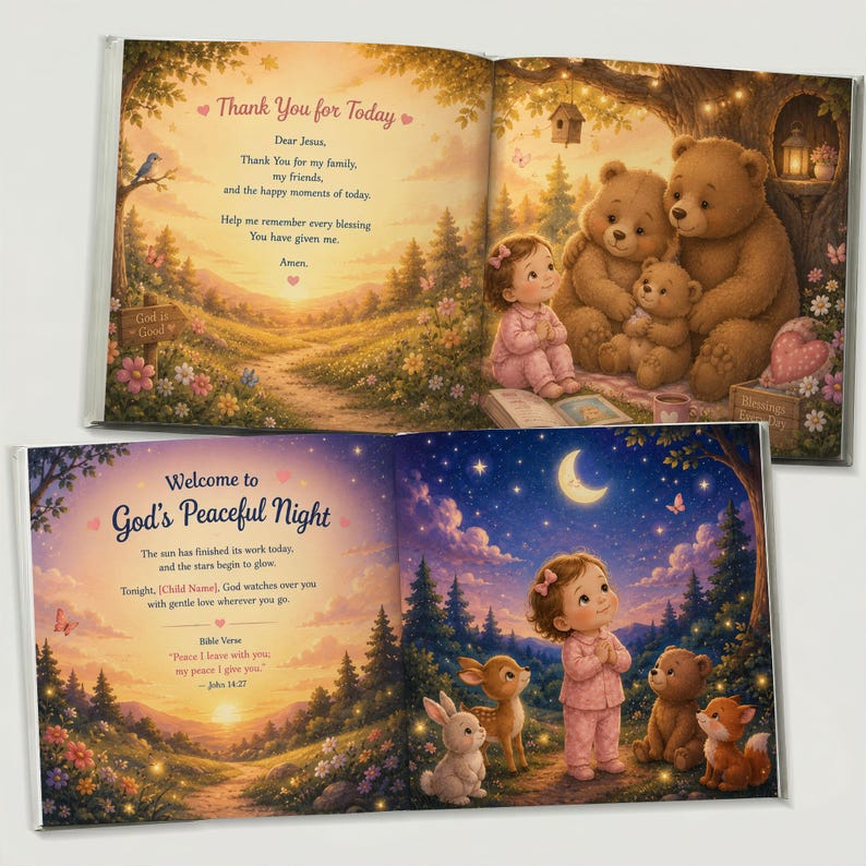 Personalized Bedtime Prayer Book for Kids | Custom Name Christian Baby Gift | Baptism Gift | Bedtime Prayers