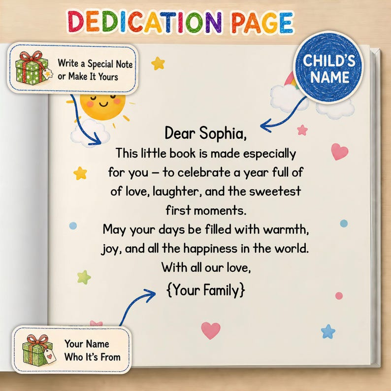 Personalized First Birthday Book, Custom Baby Storybook, Cute 1st Birthday Gift for Toddler, Custom Name Keepsake Boy Girl