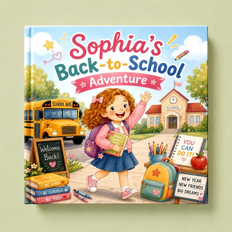 Custom First Day of School Story - Personalized Name Adventure Book - Custom Character Gift - Back to School Kids Book Boy Girl