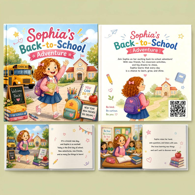 Custom First Day of School Story - Personalized Name Adventure Book - Custom Character Gift - Back to School Kids Book Boy Girl