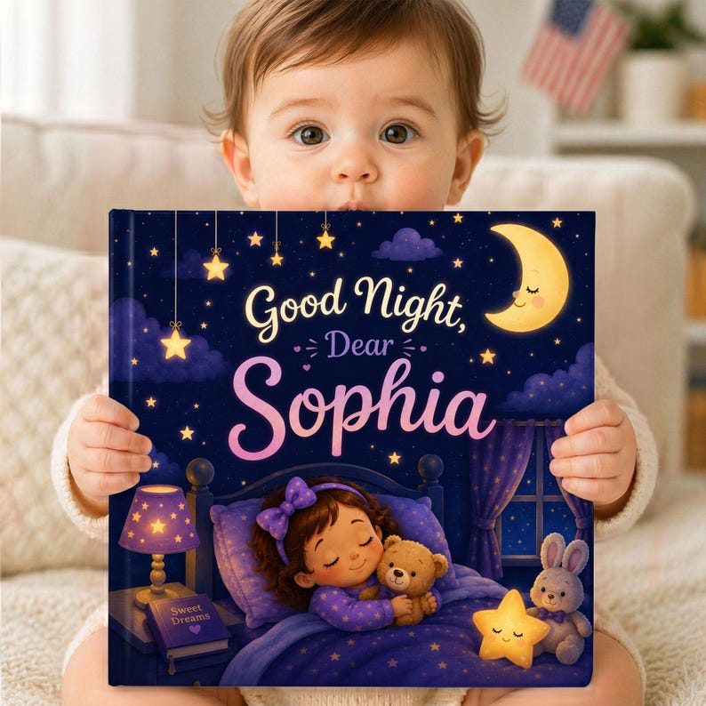 Custom Look-Alike Bedtime Story Book | Personalized Name Baby Book | First 1st Birthday Gift for Kids Boy Girl