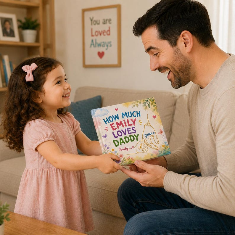 Personalized Daddy Love Book for Dad and Daughter, Custom Father's Day Gift, How Much Emily Loves Daddy Book, Personalized Kids Story Book