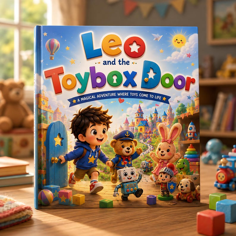 Personalized Toy Adventure Book for Kids, Custom Name Story, Magical Toybox Door Keepsake Gift for Boys, Girls, Toddlers & Birthday Gift