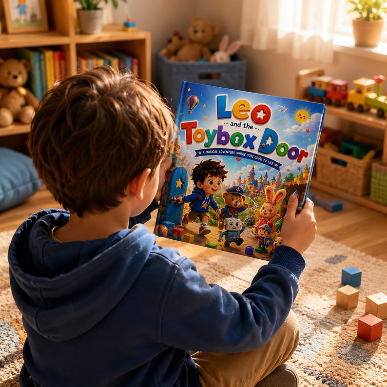 Personalized Toy Adventure Book for Kids, Custom Name Story, Magical Toybox Door Keepsake Gift for Boys, Girls, Toddlers &amp; Birthday Gift