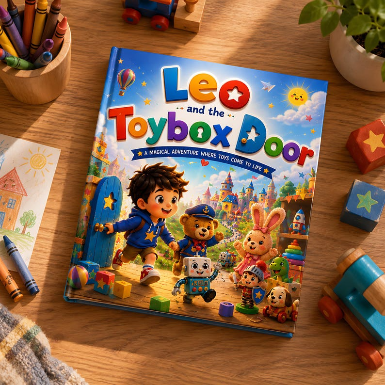 Personalized Toy Adventure Book for Kids, Custom Name Story, Magical Toybox Door Keepsake Gift for Boys, Girls, Toddlers &amp; Birthday Gift