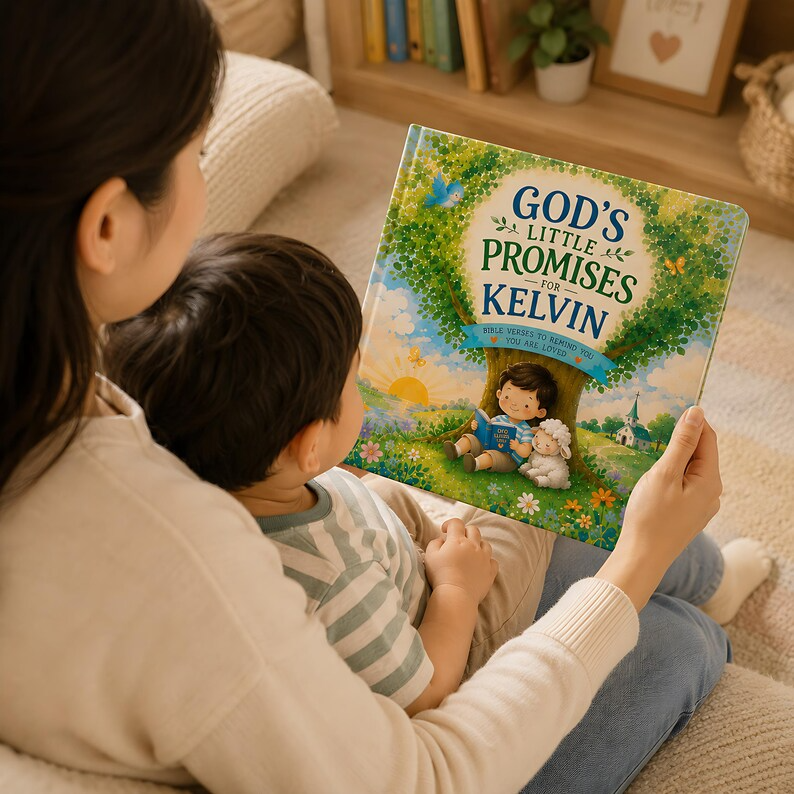 Personalized Christian Bible Verse Book for Kids, Custom Name Faith Storybook, God’s Little Promises Keepsake Gift for Boys