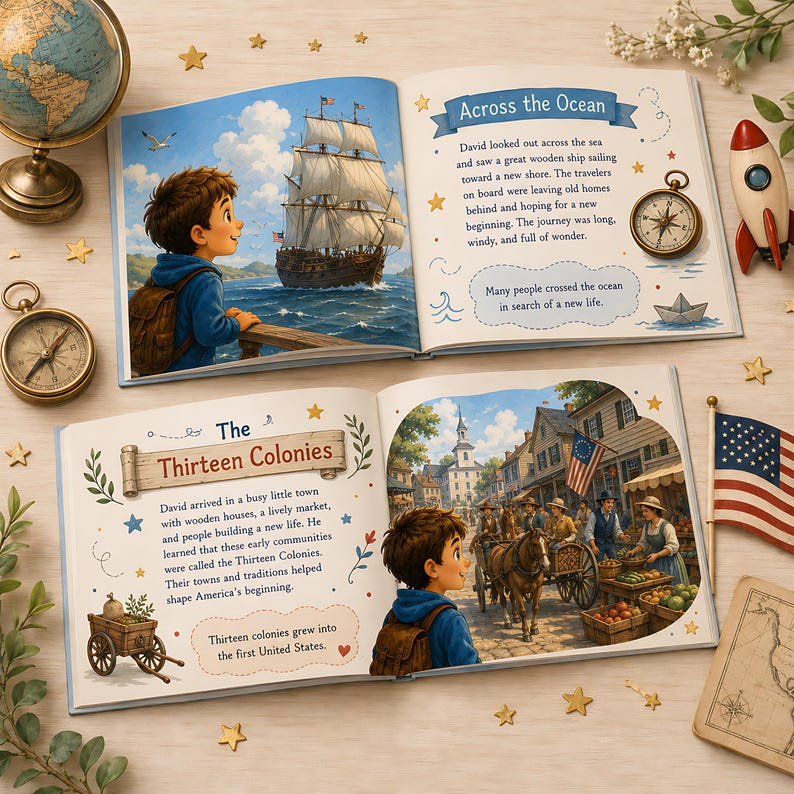 Personalized American History Book for Kids, Custom Name USA Storybook, Educational Gift, Learning Adventure for Boys Girls Homeschool Books