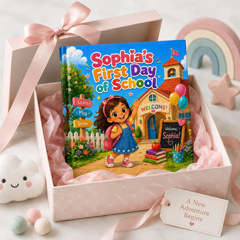 Personalized First Day of School Book, Custom Name Back to School Storybook, Kindergarten Preschool Keepsake Gift for Kids