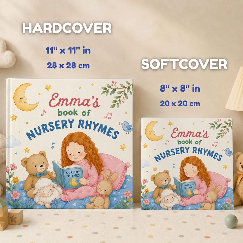 Personalized Nursery Rhymes Book with Custom Character, Custom Baby Name Storybook, Avatar Bedtime Story, Unique Baby Shower Gift Keepsake
