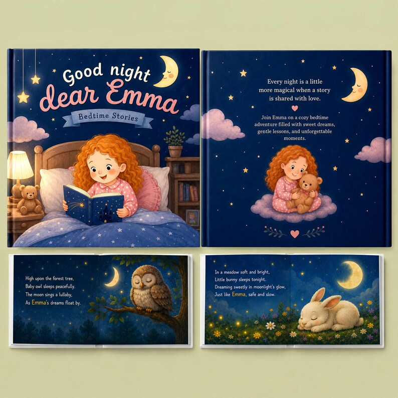Custom Look-Alike Bedtime Story Book | Personalized Name Baby Book | First 1st Birthday Gift for Kids Boy Girl