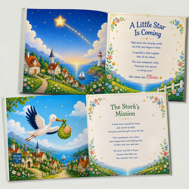 Personalized Welcome Baby Book, Custom Hello World Storybook, Newborn Baby Boy Girl Gift, Custom Name Keepsake, New Mom Present