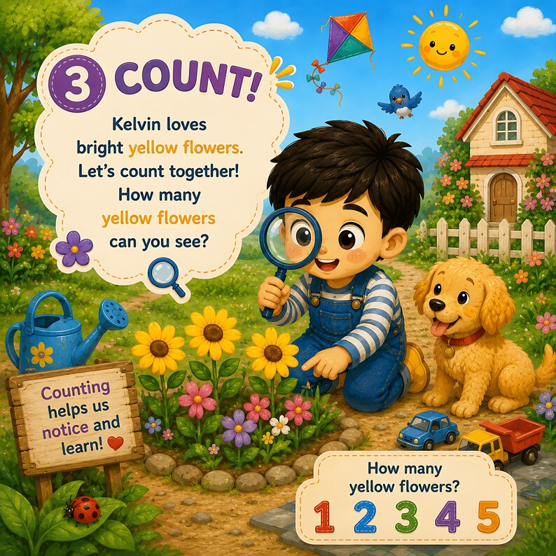 Personalized Spot &amp; Learn Quiet Book for Kids, Custom Name Search Find Activity Storybook, Counting Colors Vocabulary Gift for Toddlers 2-6