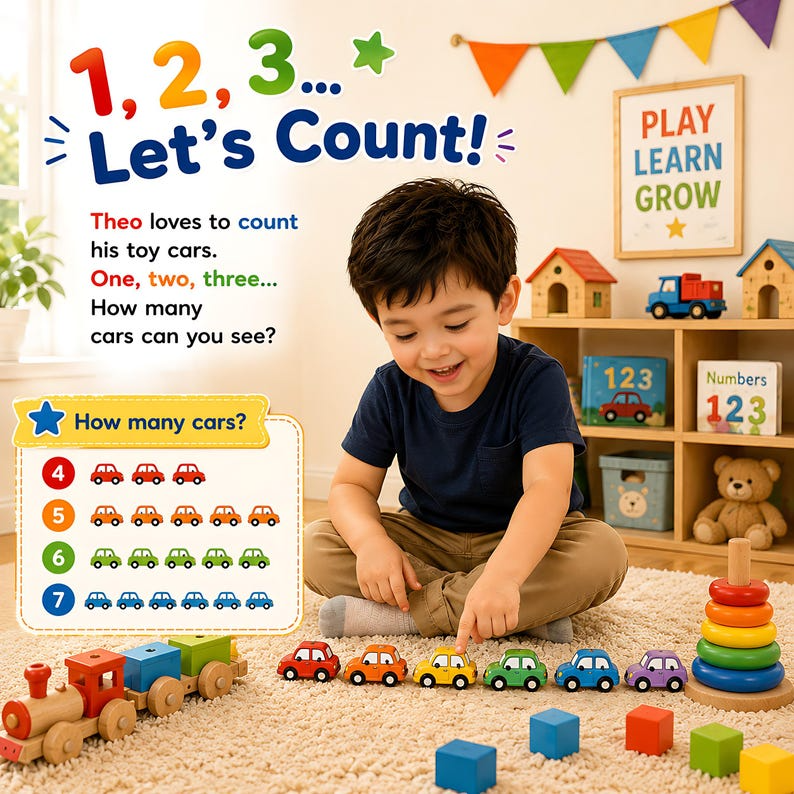 Personalized Count Point Learn Book, Custom Name &amp; Photo Early Learning Storybook, Interactive Toddler Activity Gift for Kids Ages 2-6 Play
