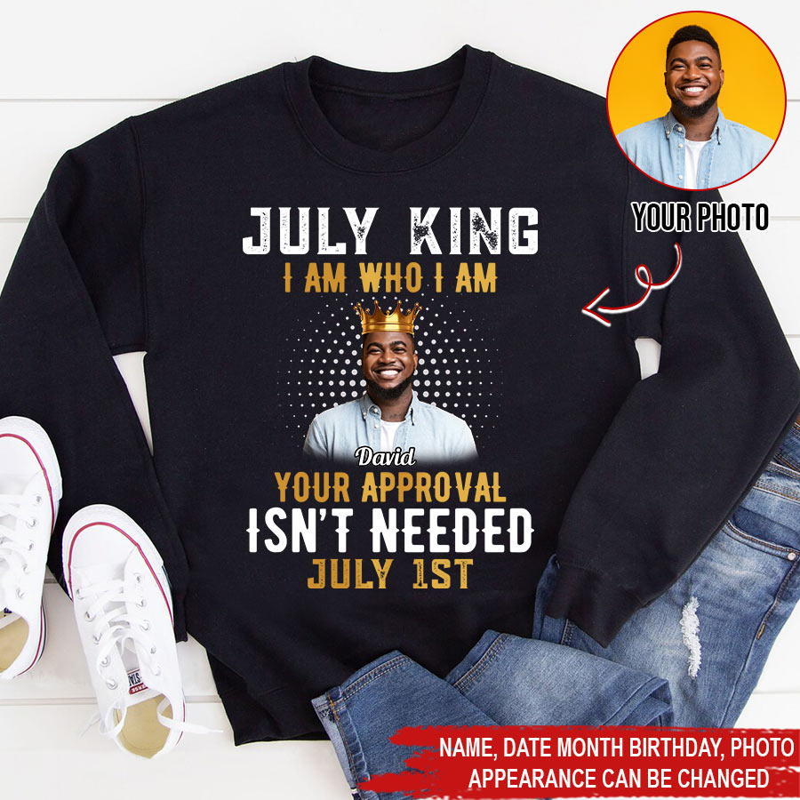 July Birthday Shirt, Custom Birthday Shirt, A Black King Was Born In July, July Birthday Shirts For Man