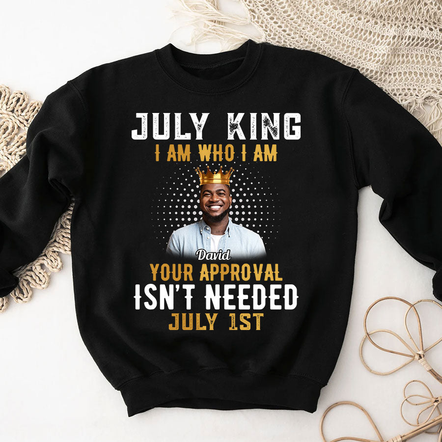 July Birthday Shirt, Custom Birthday Shirt, A Black King Was Born In July, July Birthday Shirts For Man