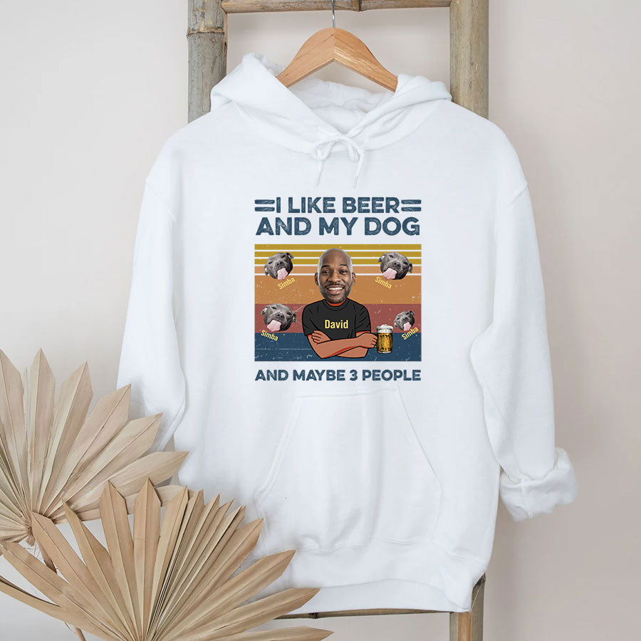 (Photo Inserted) I Like Beer And My Dog - Personalized Dog Shirt, Pitbull Lover