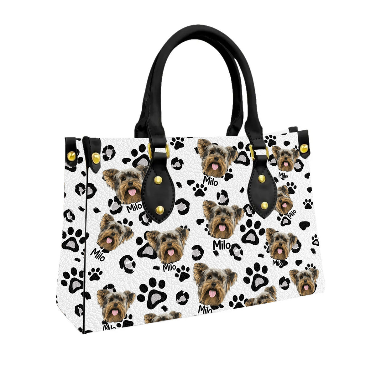 (Photo Inserted) Lovely Upload Pet Image - Personalized Leather Bag, Dog lover