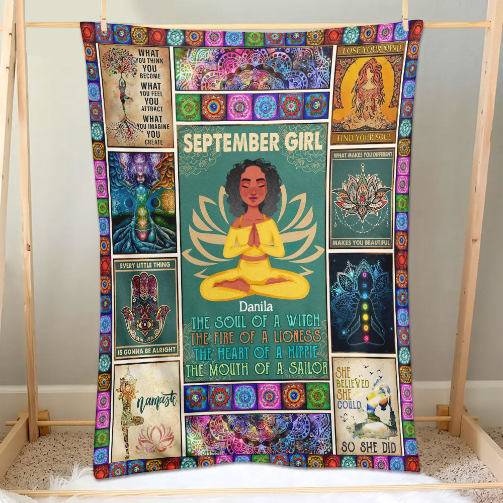 Personalized Custom Blanket - Gift For Yoga Lover - The Soul Of A Witch