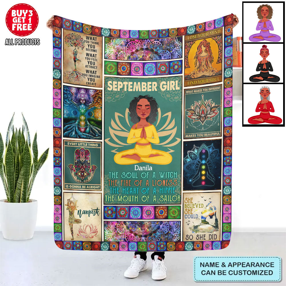 Personalized Custom Blanket - Gift For Yoga Lover - The Soul Of A Witch