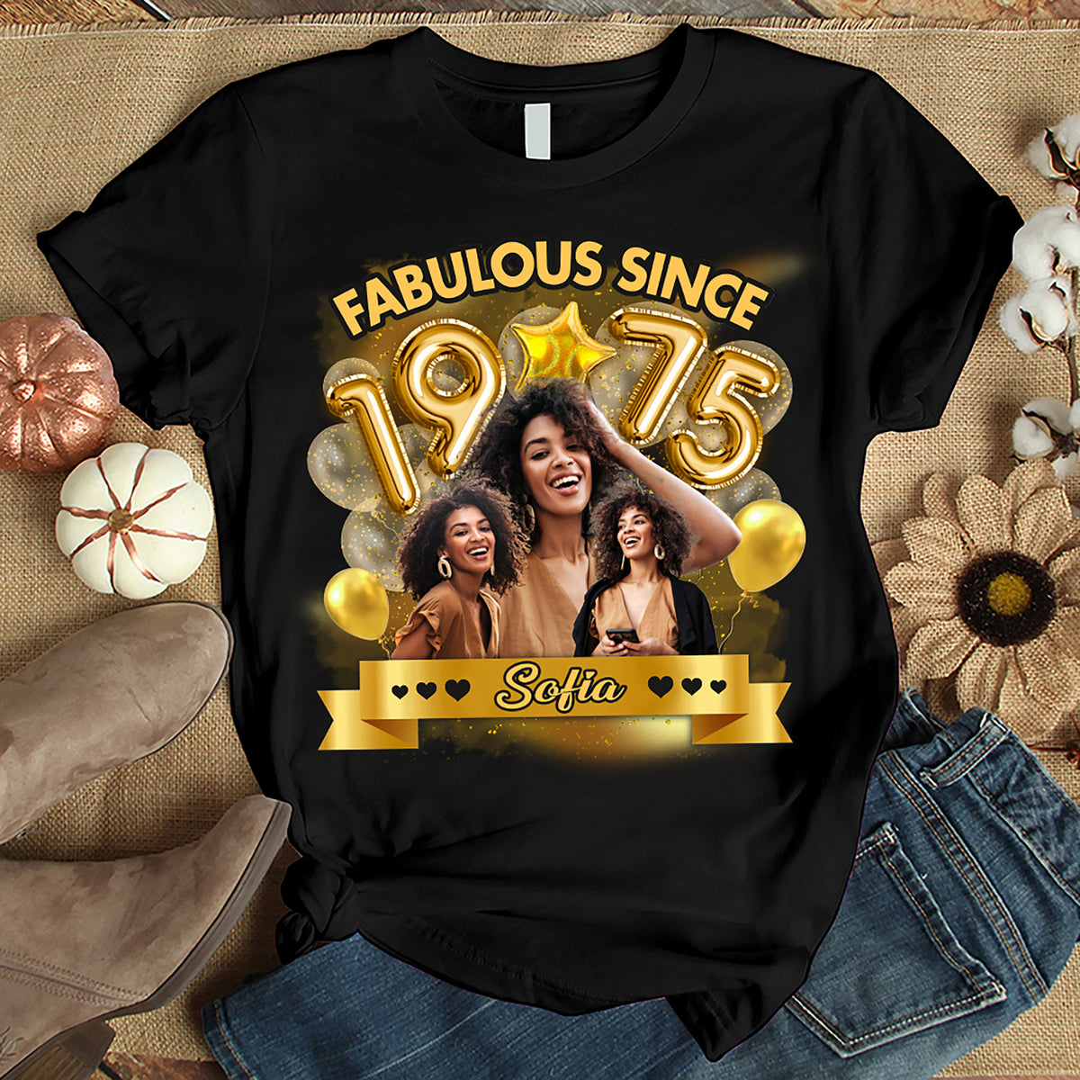 Custom Face Photo 50&#39;s Birthday Shirt, 1975 Shirt, 50th Birthday Unique T Shirt For Woman, Custom Birthday Shirt, Her Gifts For 50 Years Old, Custom Picture Tee, Personalized Birthday Shirt-YPT-HMT