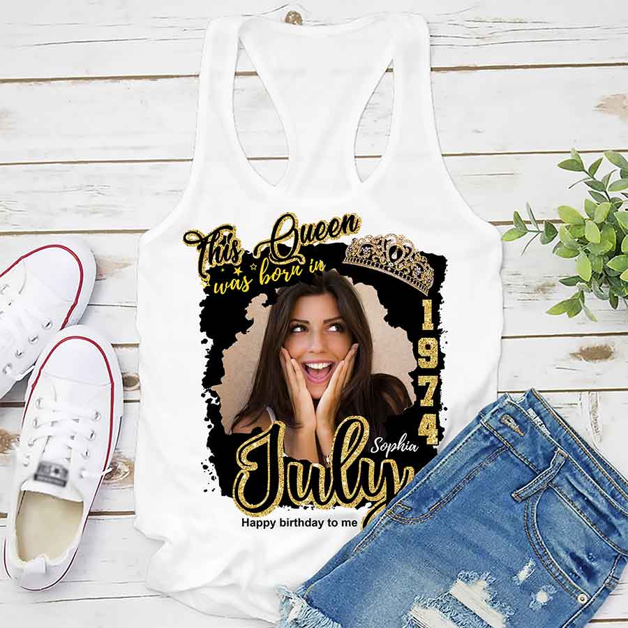 Custom July Birthday Shirt For Woman, Queens Was Born In July Gifts, Melanin Afro Woman Shirt, Black Girl Tee, Afro Queen Gift-YPT-ALK