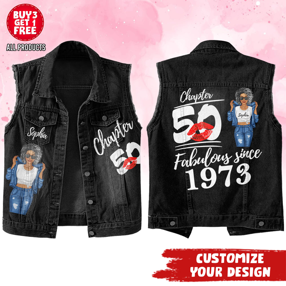 Premium log denim vest - Personalised 50th Birthday Gifts, Gift Ideas 50th Birthday Woman