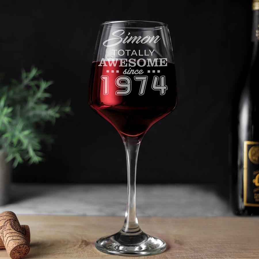 Vintage 1974 Engraved Wine Glass - 50th Birthday Aged to Perfection - Gifts for 50 Year Old – 50th Birthday Red White Rose Wine Glass-YPT-ALK
