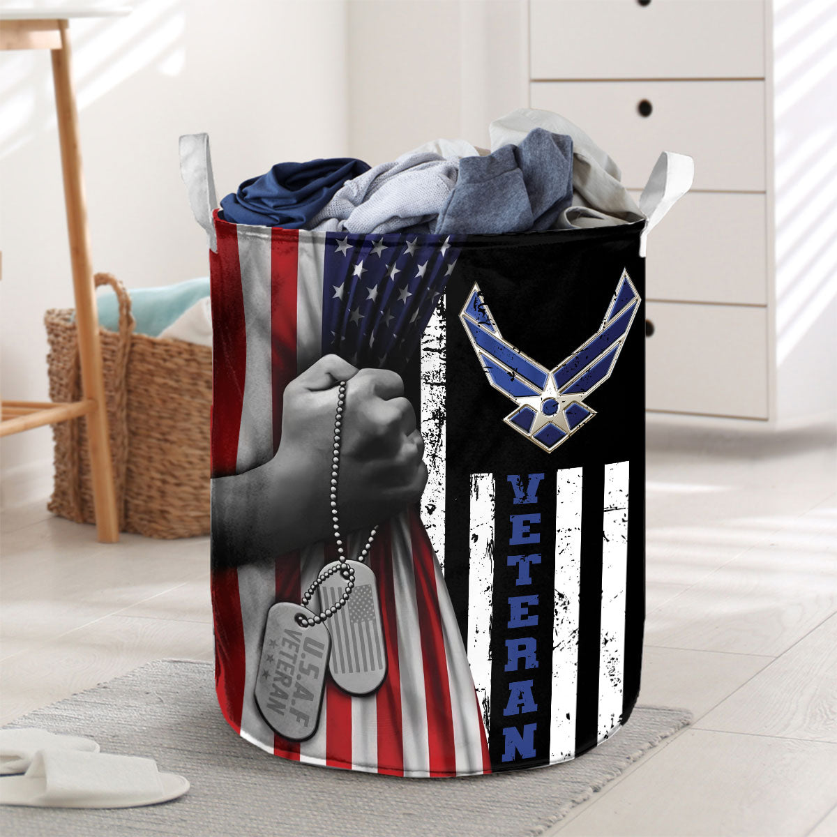 U.S. Air Force Veteran US Flag Laundry Basket