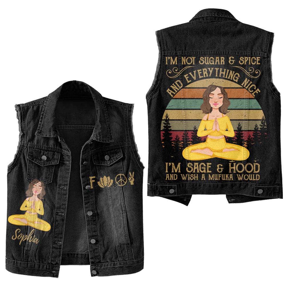 Premium Log Denim Vest - Gift For Women, Denim Vest Yoga, Yoga Lover